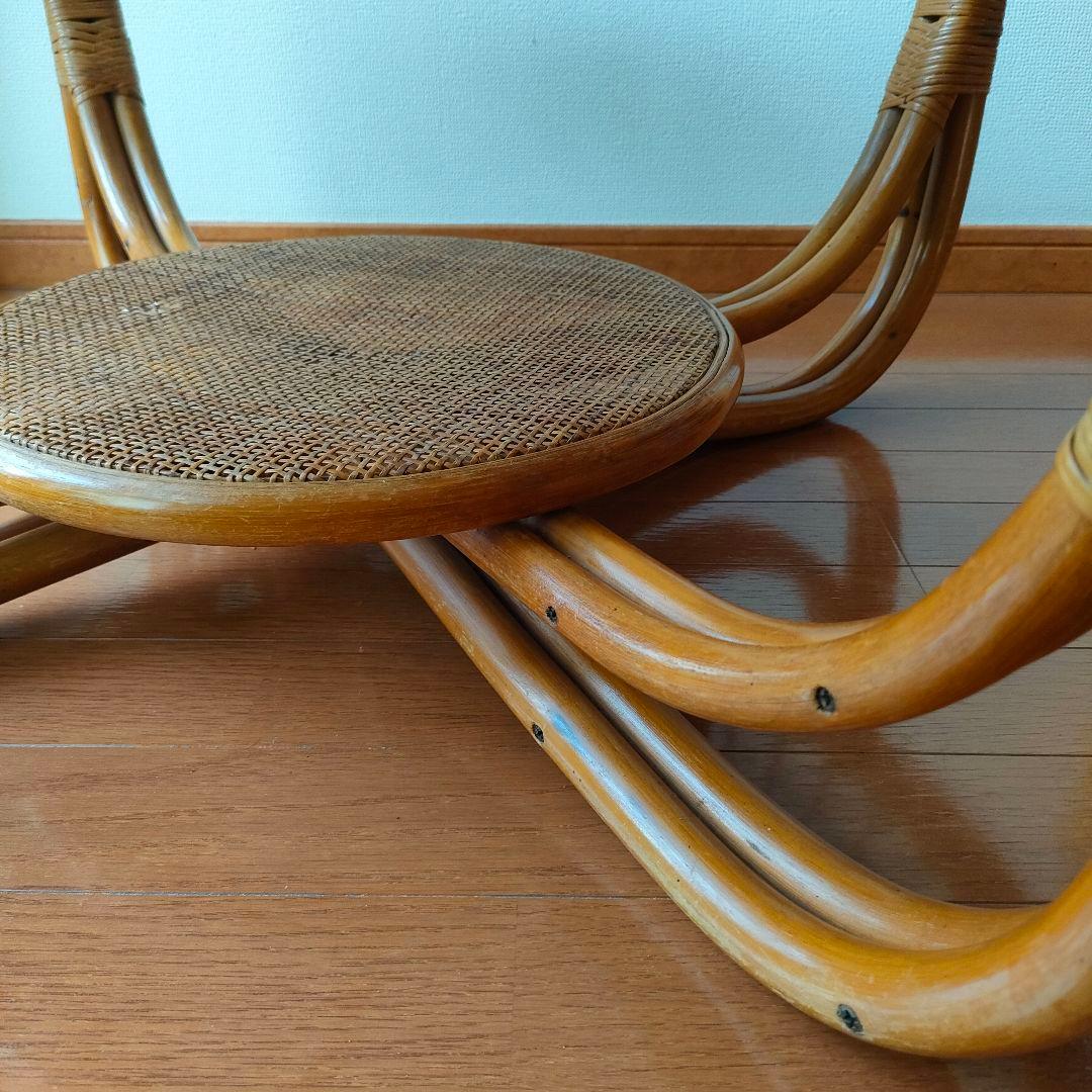 昭和レトロ ヴィンテージ 大型 ラタン ラウンドテーブル 円卓 座卓 籐家具