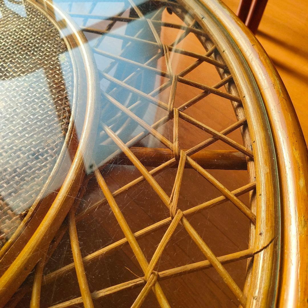 昭和レトロ ヴィンテージ 大型 ラタン ラウンドテーブル 円卓 座卓 籐家具