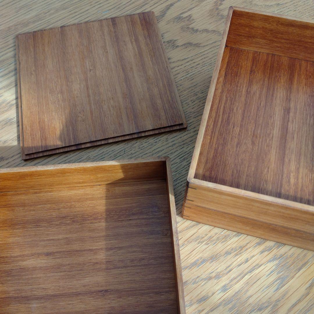 3段重箱 18cm 寄せ竹 拭き漆 竹箱 お重 京都 天然生活