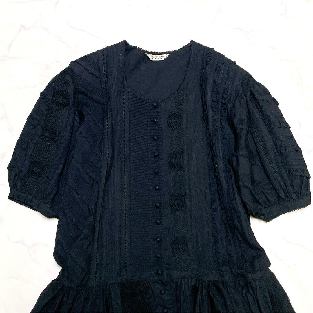 美品 カネコイサオ コットンロングワンピース リボン はおり マキシ丈 F