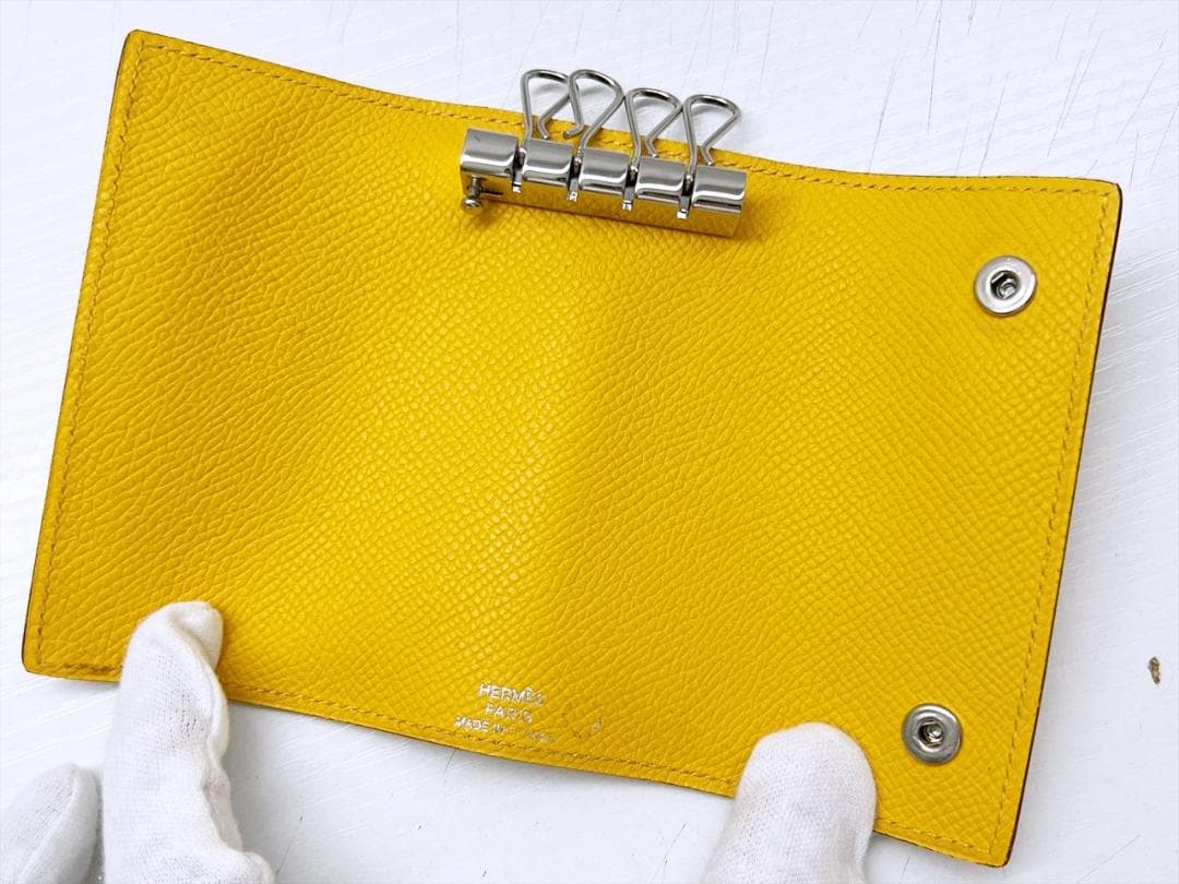 ほぼ未使用　エルメス　エチュイクレ4　キーケース　エプソン　イエロー　□M