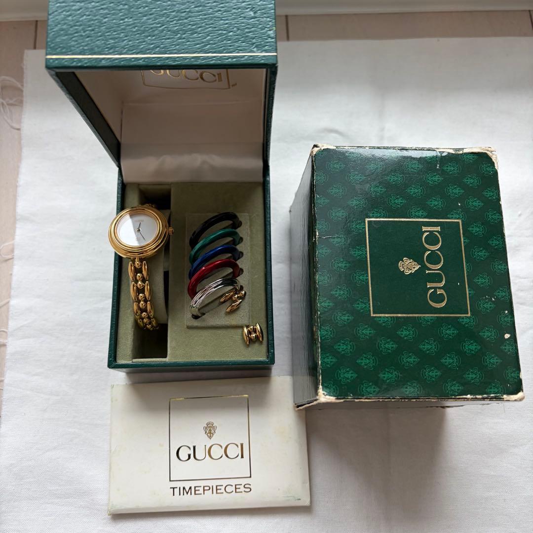 箱・ギャランティ・説明書付き！GUCCI■チェンジベゼル　レディースウォッチ