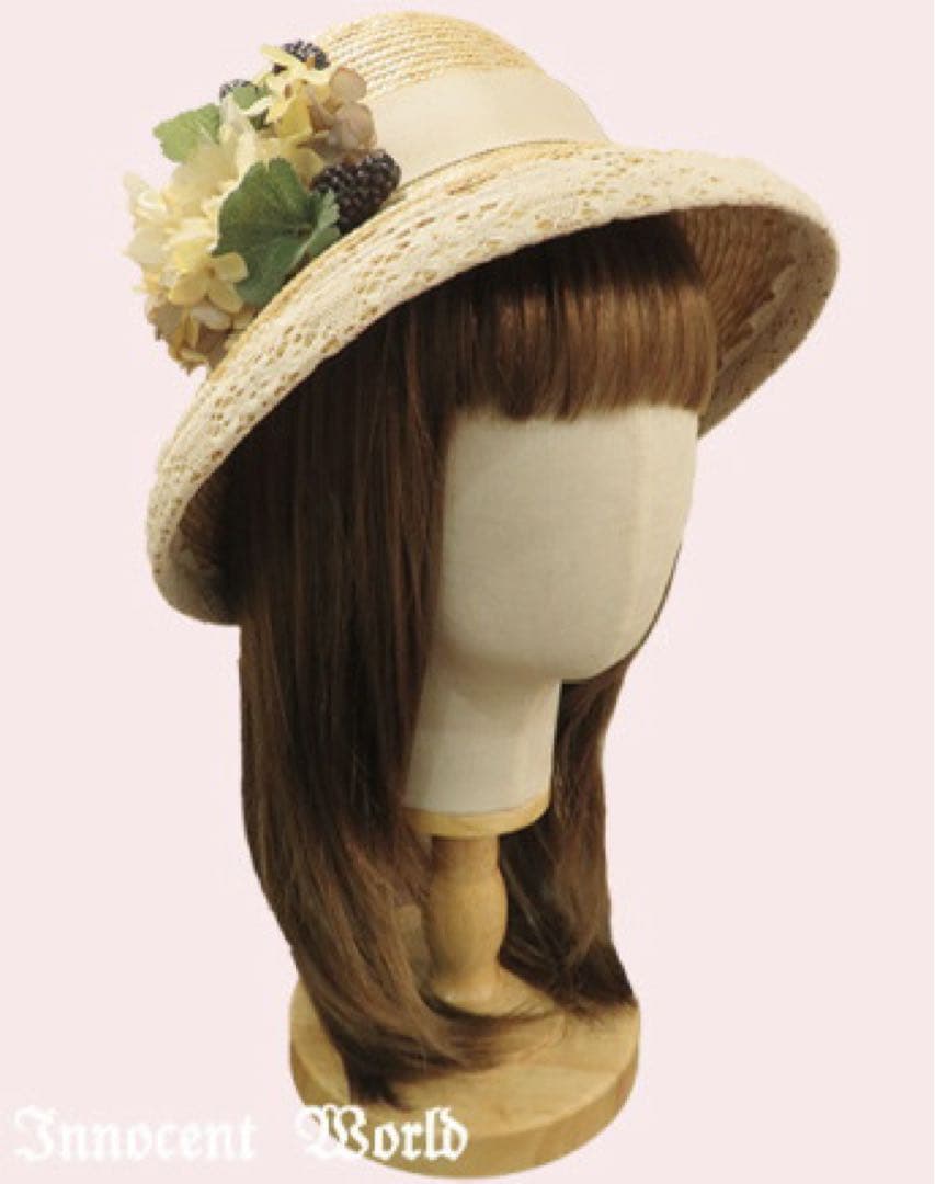 イノセントワールド　コサージュ付カサブランカハット　生成