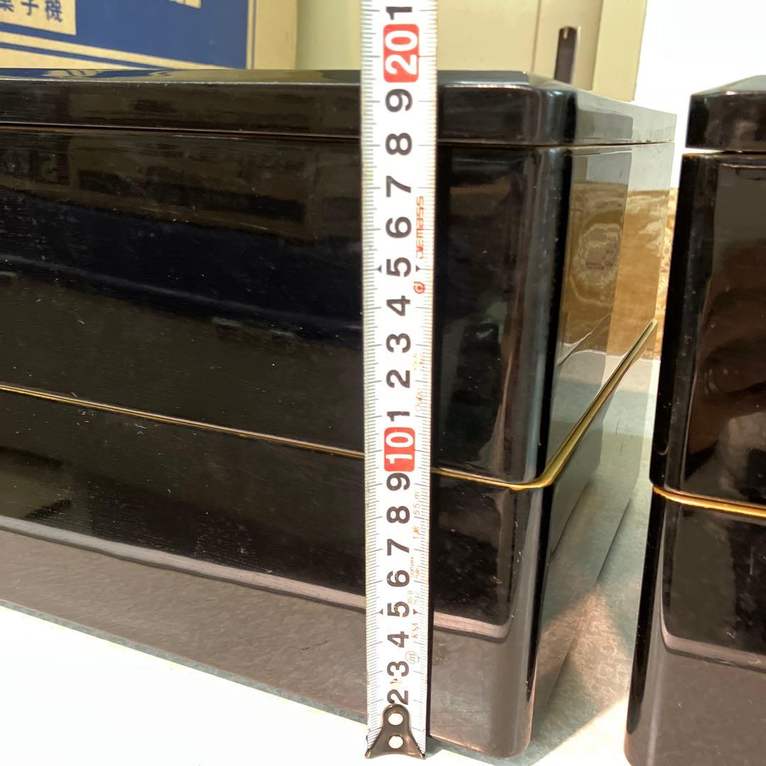 重箱　昭和レトロ　鶴亀　2段重箱　2セット　骨董品　台付