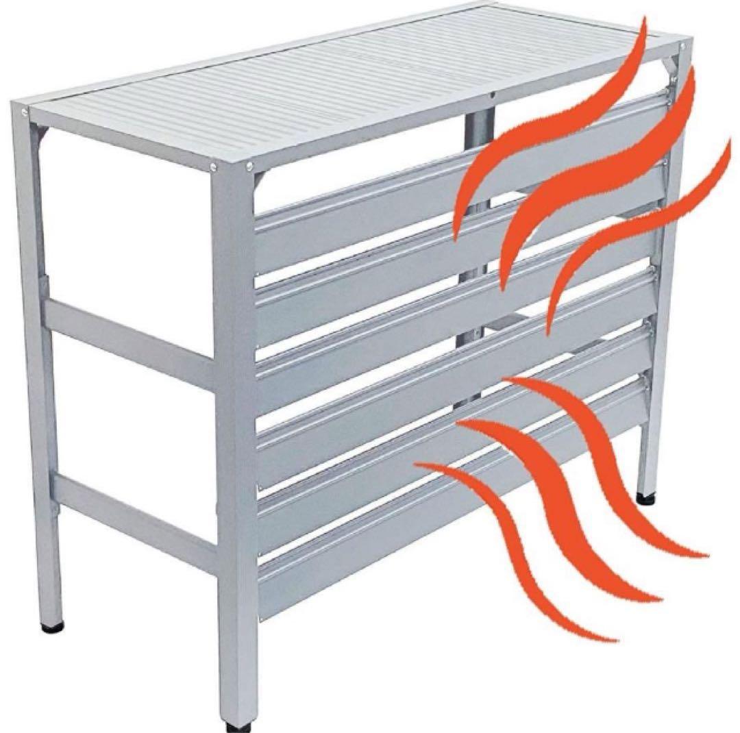 アルミ製 エアコン室外機カバー排気ルーバー方向可調整、ホワイトR-12