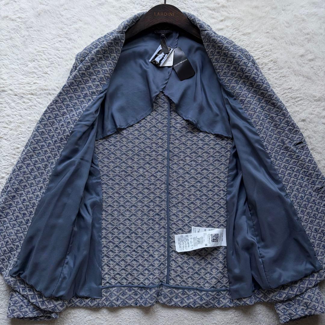 【新品未使用タグ付き】エンポリオアルマーニ ニットテーラードジャケット 総柄 M