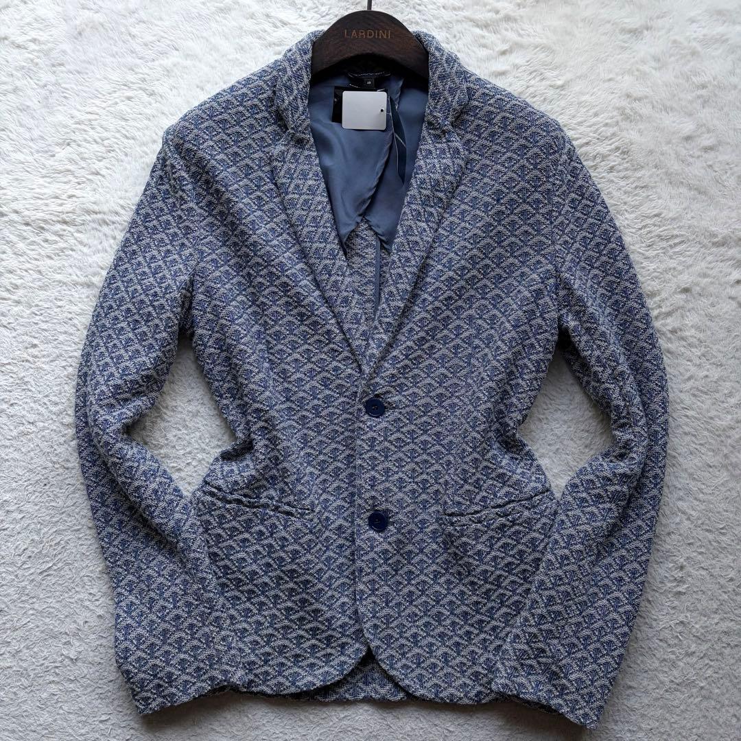 【新品未使用タグ付き】エンポリオアルマーニ ニットテーラードジャケット 総柄 M