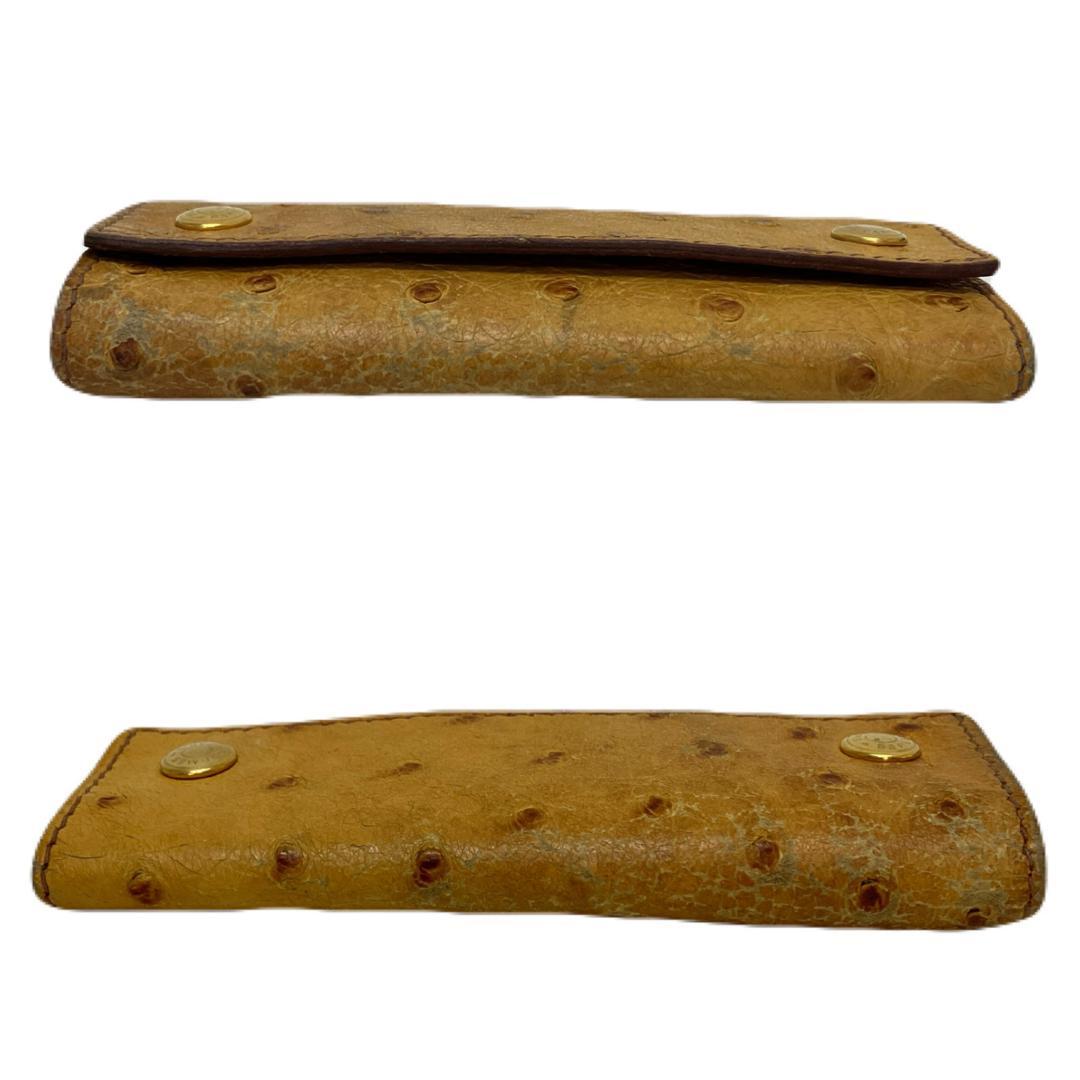 エルメス 4連 キーケース オーストリッチ ブラウン キャメル セリエボタン