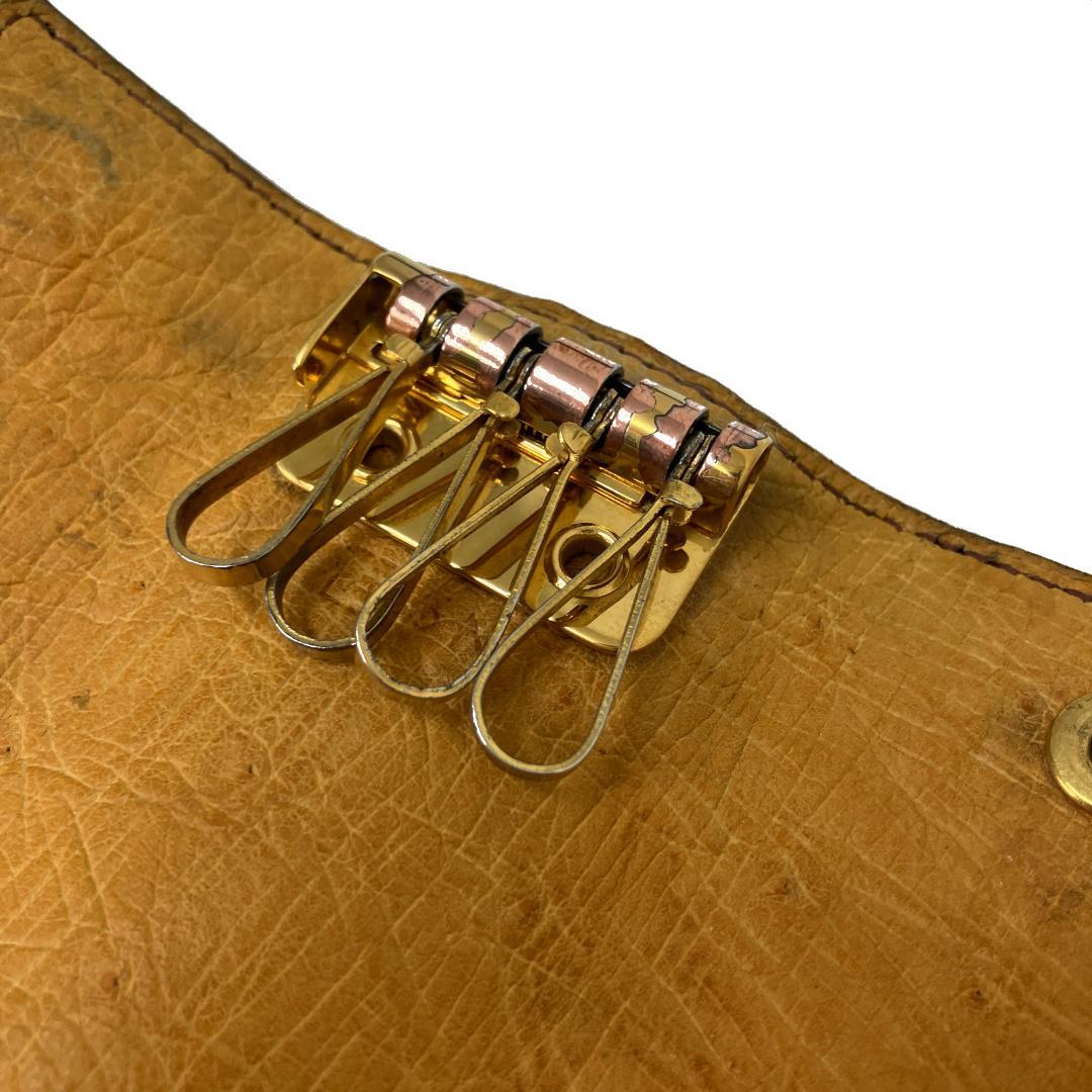 エルメス 4連 キーケース オーストリッチ ブラウン キャメル セリエボタン