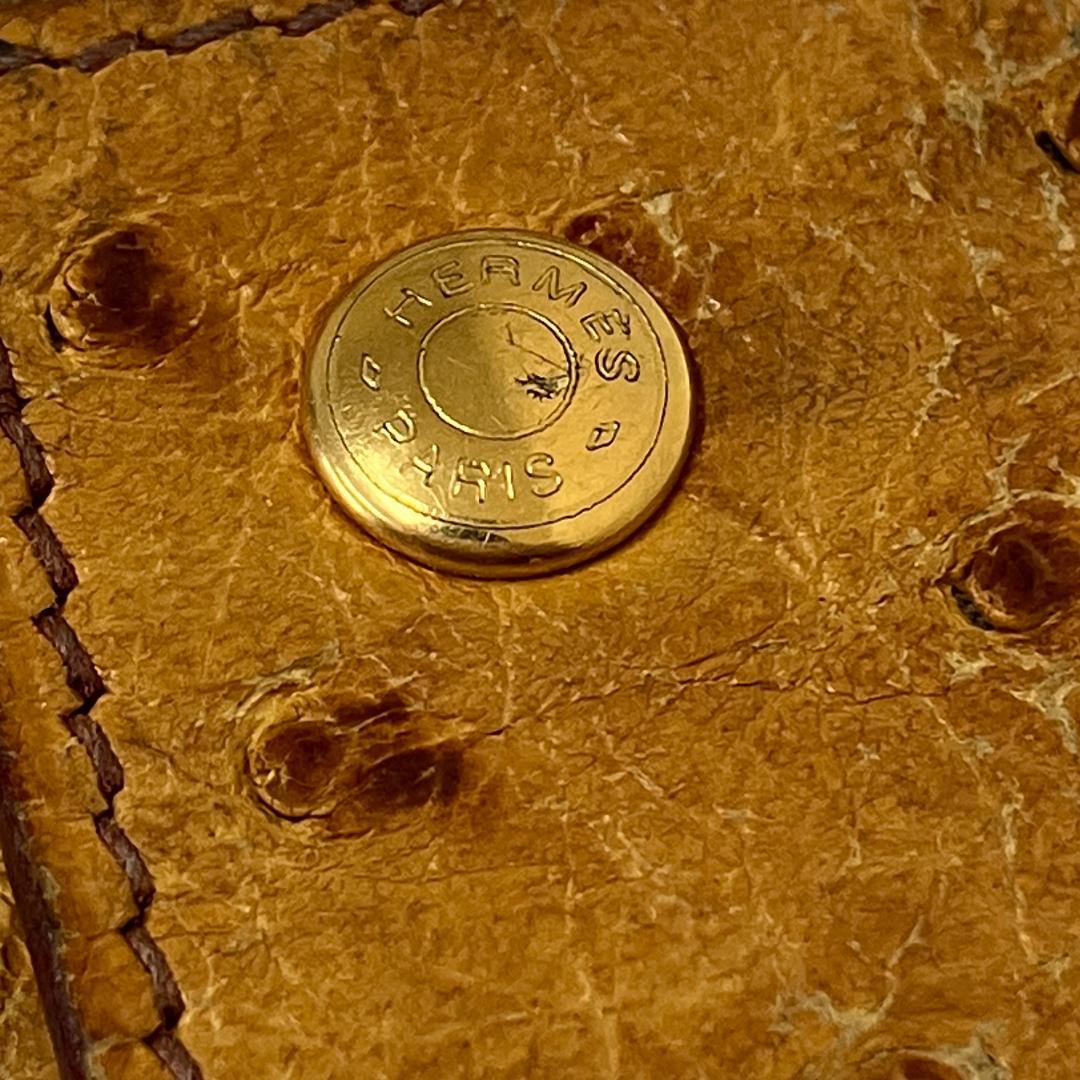 エルメス 4連 キーケース オーストリッチ ブラウン キャメル セリエボタン