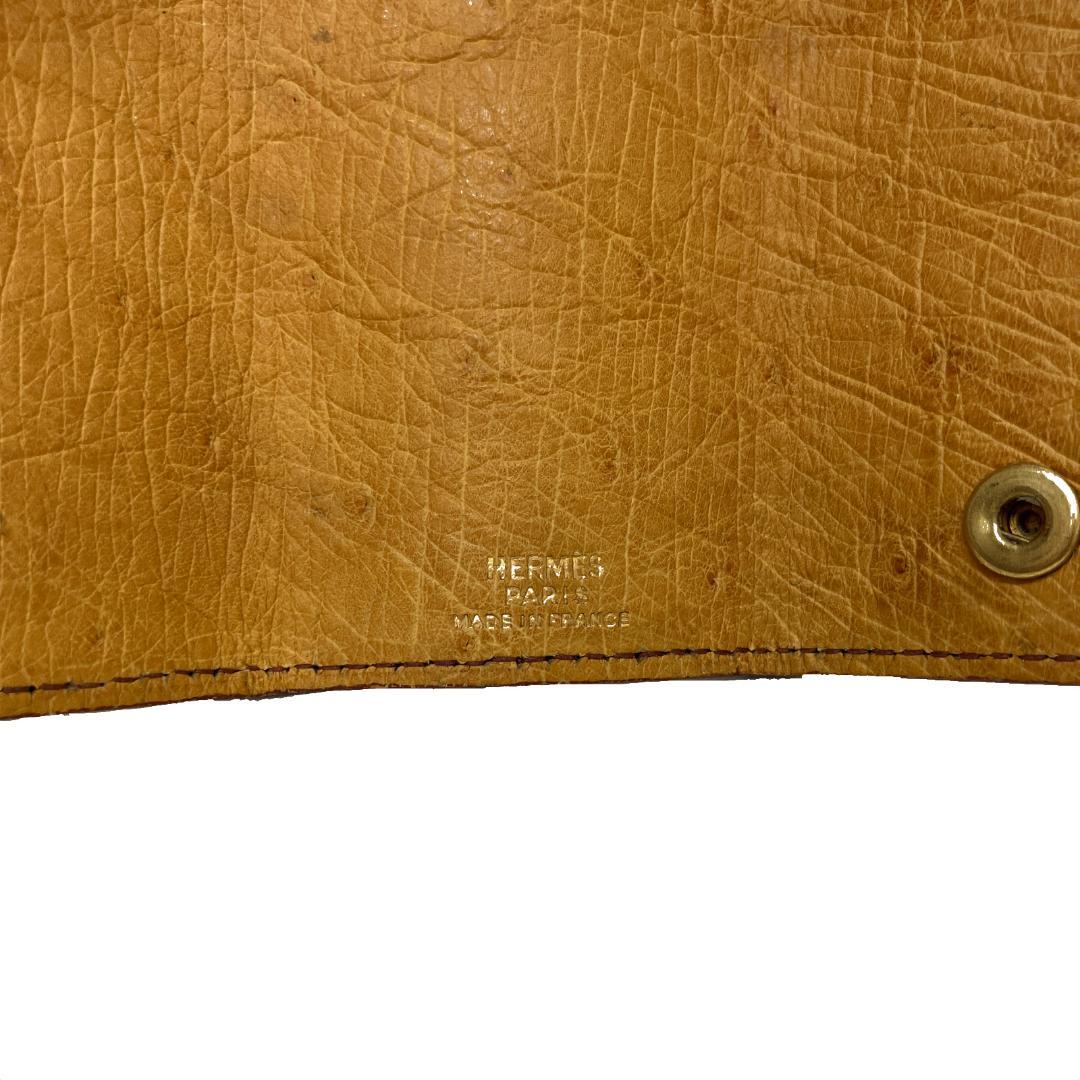 エルメス 4連 キーケース オーストリッチ ブラウン キャメル セリエボタン