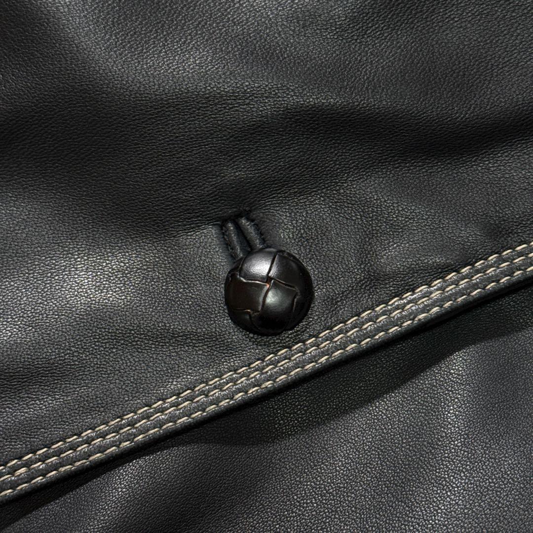 定価15万 ノースビーチ 本革 ラムレザー ベルト Aライン コート ラムスキン