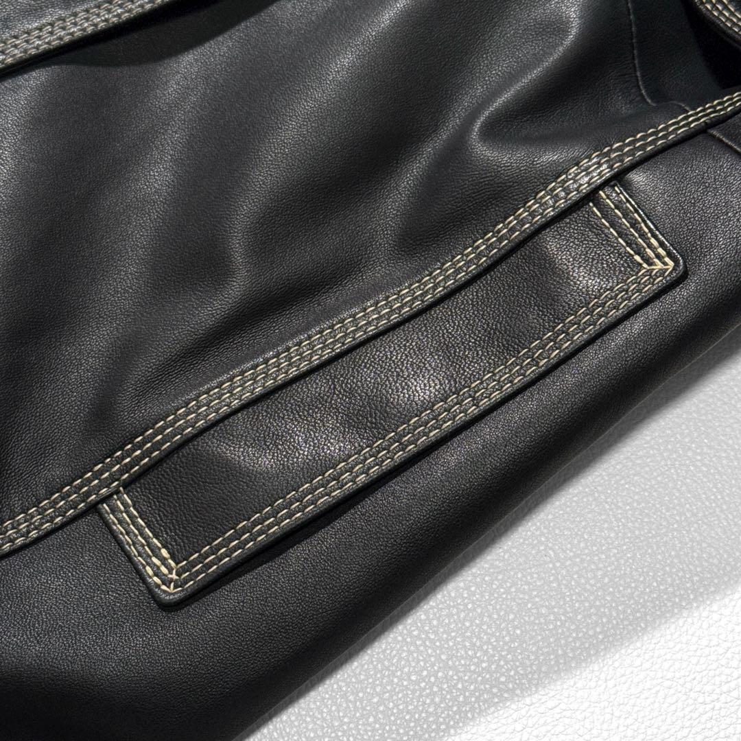 定価15万 ノースビーチ 本革 ラムレザー ベルト Aライン コート ラムスキン