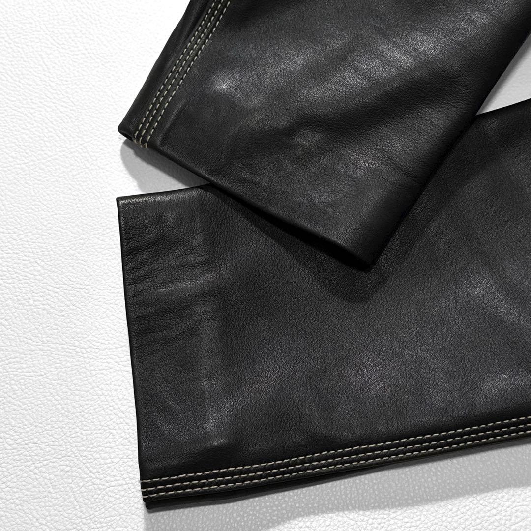 定価15万 ノースビーチ 本革 ラムレザー ベルト Aライン コート ラムスキン