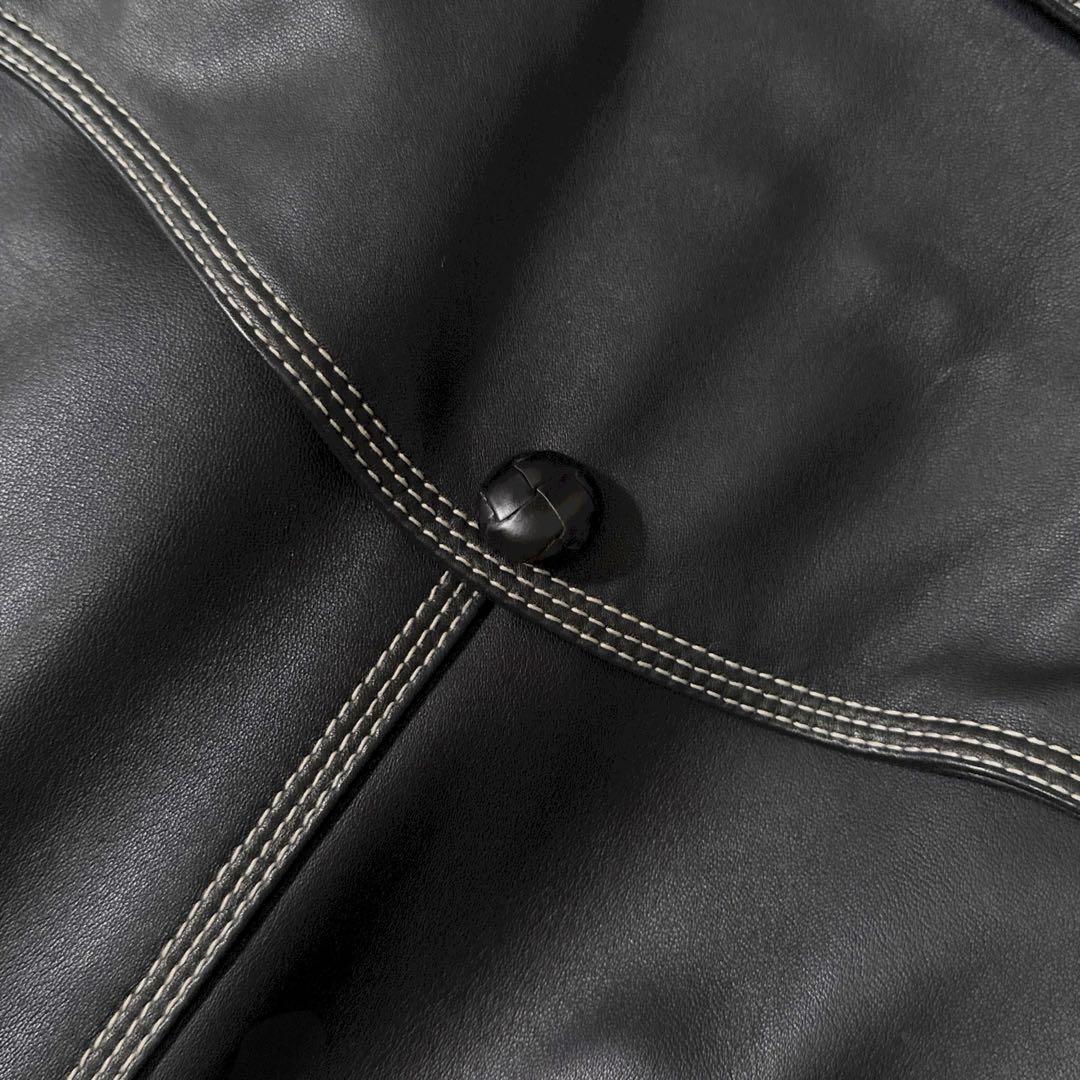 定価15万 ノースビーチ 本革 ラムレザー ベルト Aライン コート ラムスキン