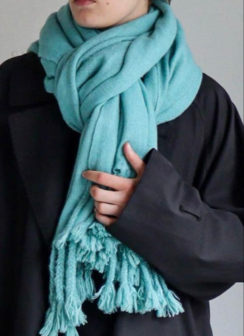 未使用 ヤクウールストール CTHY ターコイズ