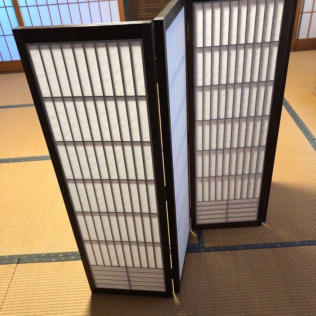 衝立　和風木製パーテーション 4連式