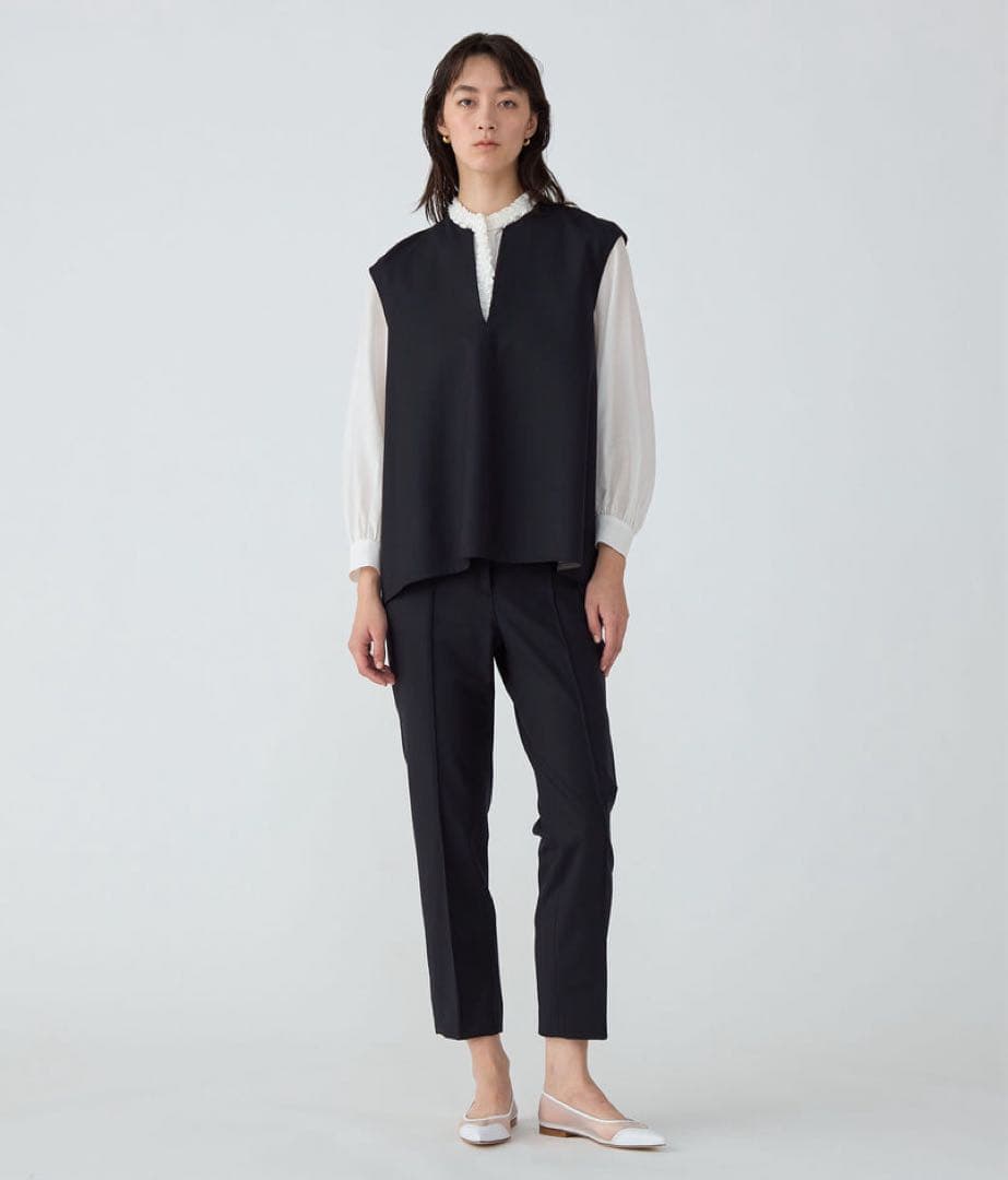 極美品 25ss トゥモローランド スーパーウールウィーヴ レイヤードブラウス