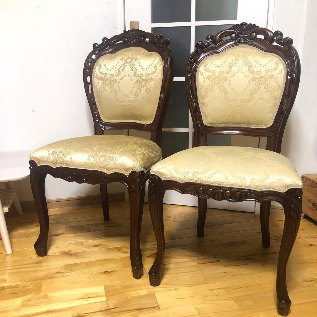 アンティーク　クラシック木製チェア　2脚セット