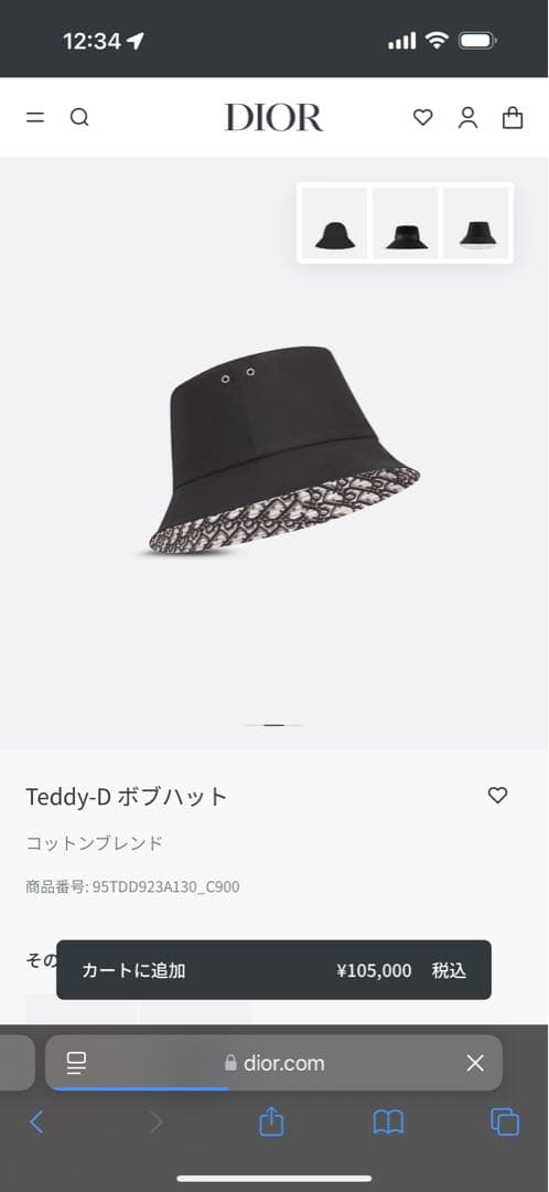 Dior Teddy-D バケットハット ブラック