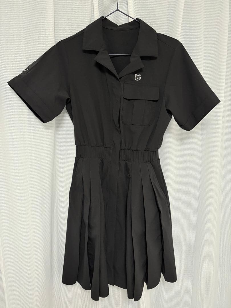 【25SS】WOMEN オープンカラーワンピース ブラック　ゴルフウェア