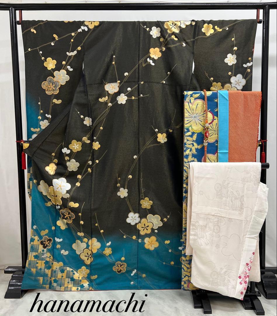 豪華金彩　振り袖　フルセット　別誂長襦袢付　成人式　刺繍入り　金通し 606