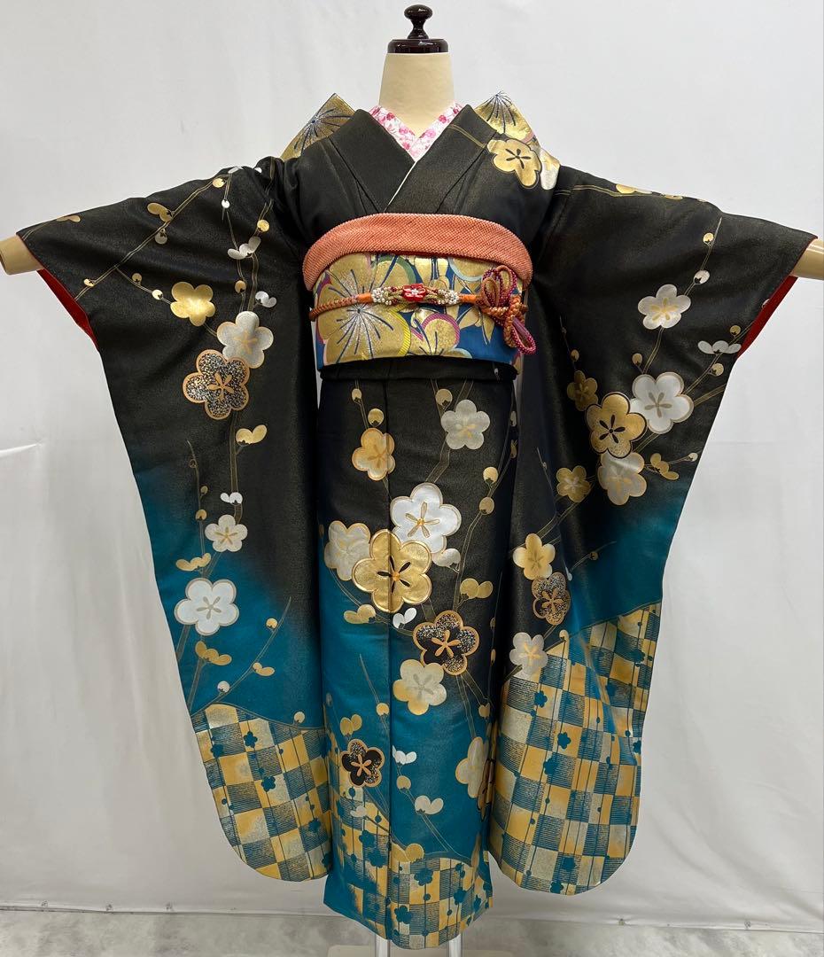豪華金彩　振り袖　フルセット　別誂長襦袢付　成人式　刺繍入り　金通し 606