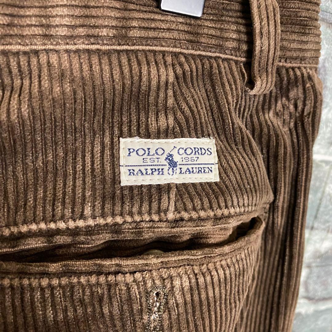 ポロバイラルフローレン 太畝コーデュロイパンツ ブラウン 34×32 古着