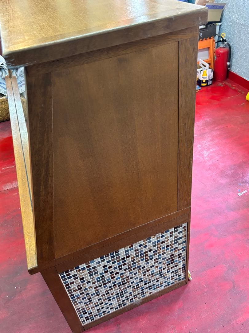 ◆アンティークガラスショーケース・タイル模様　状態B