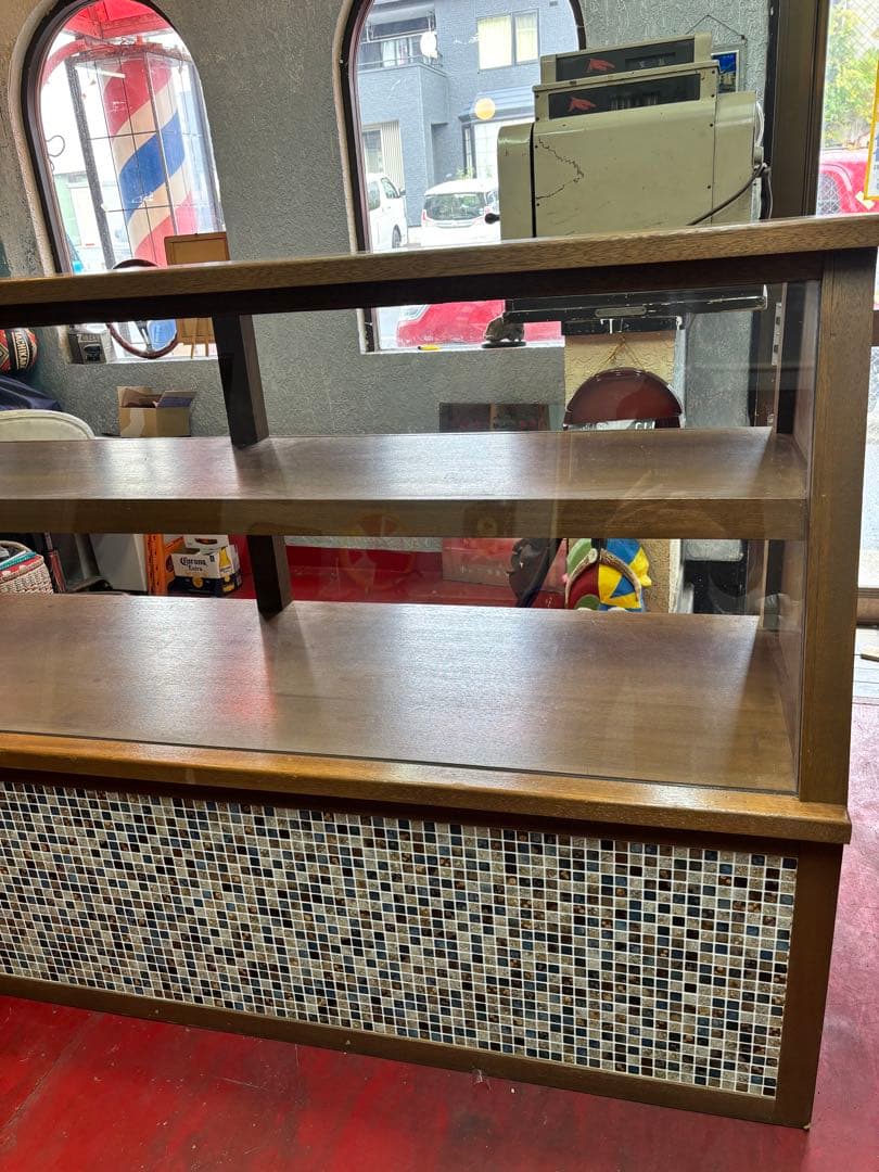 ◆アンティークガラスショーケース・タイル模様　状態B