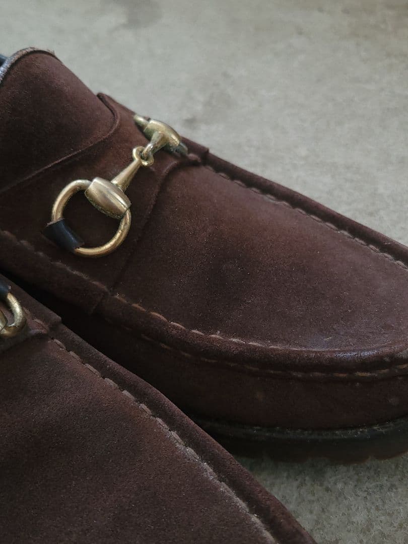 OLD GUCCI グッチ ホースビット スウェード モカシン シューズ