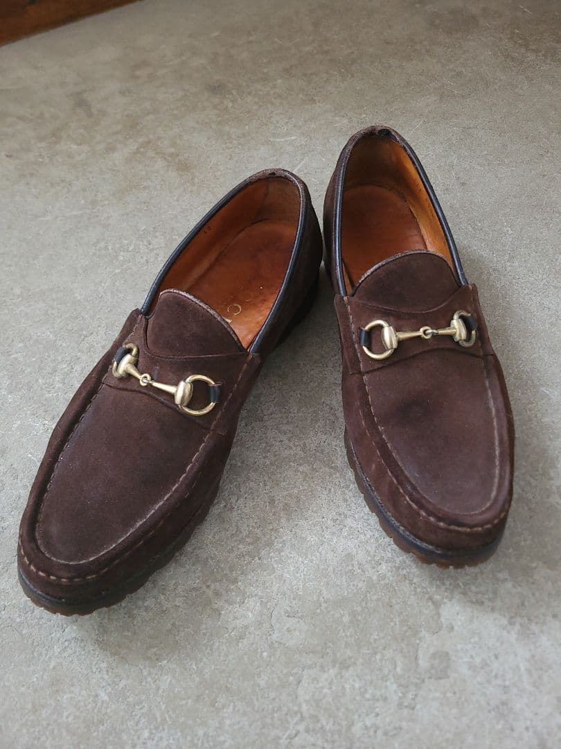 OLD GUCCI グッチ ホースビット スウェード モカシン シューズ