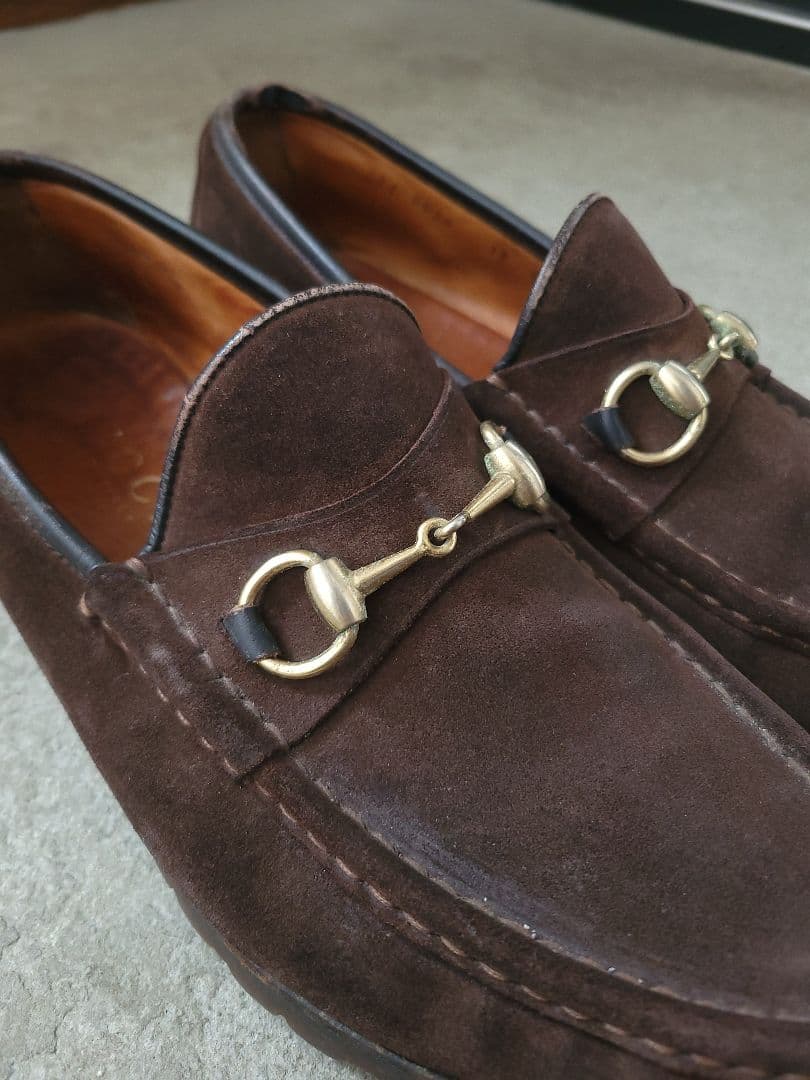 OLD GUCCI グッチ ホースビット スウェード モカシン シューズ