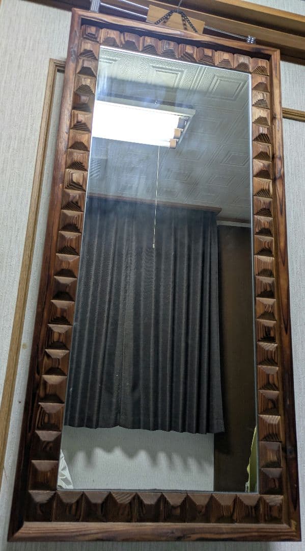 木製　壁掛け鏡　ビンテージ
