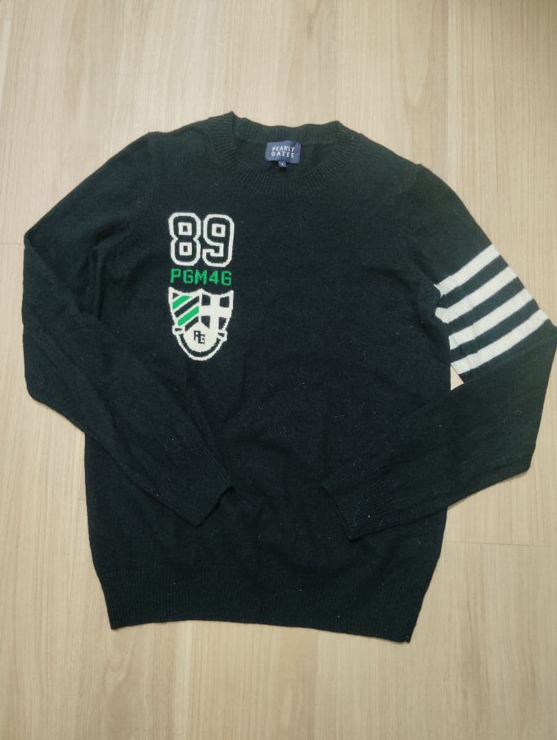 PERLIGATES 黒ネイビーセーター ストライプ袖