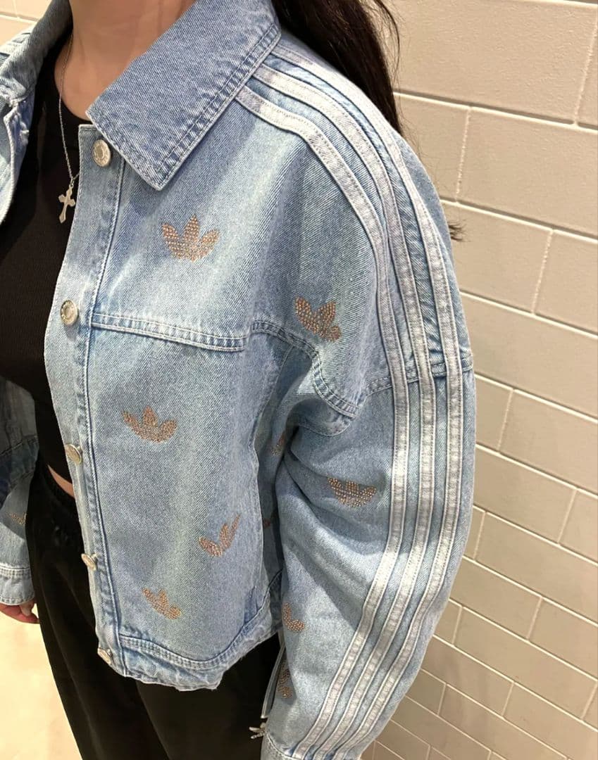 希少 adidasoriginalsデニム ラインストーン ジャケット Gジャン