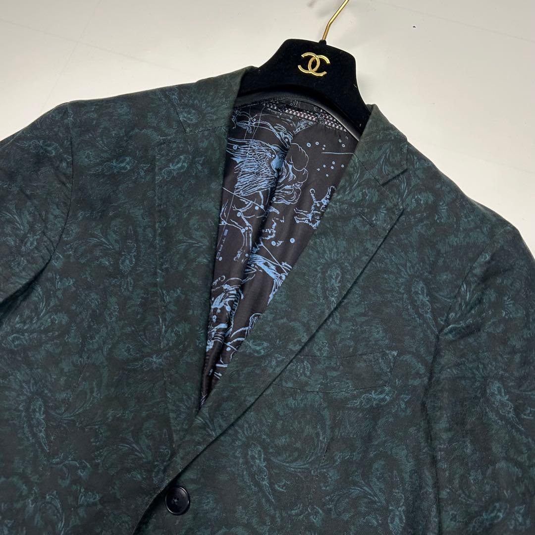 美品✨ XLサイズ ETRO テーラードジャケット ペイズリー柄 裏地 星座柄