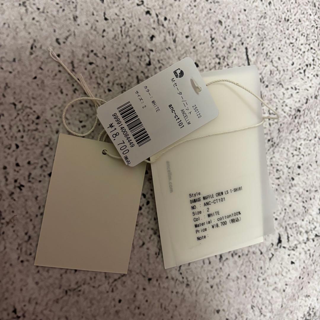 アンセルム　試着のみ　ダメージ加工　ワッフルクルーネックT タグあり