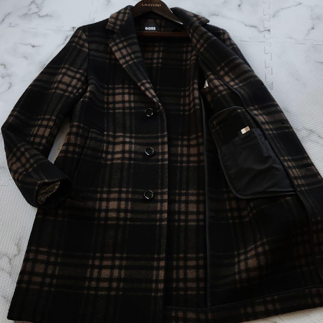 美品✨現行タグ HUGO BOSS チェスターコート マルチチェック 肌触り◎