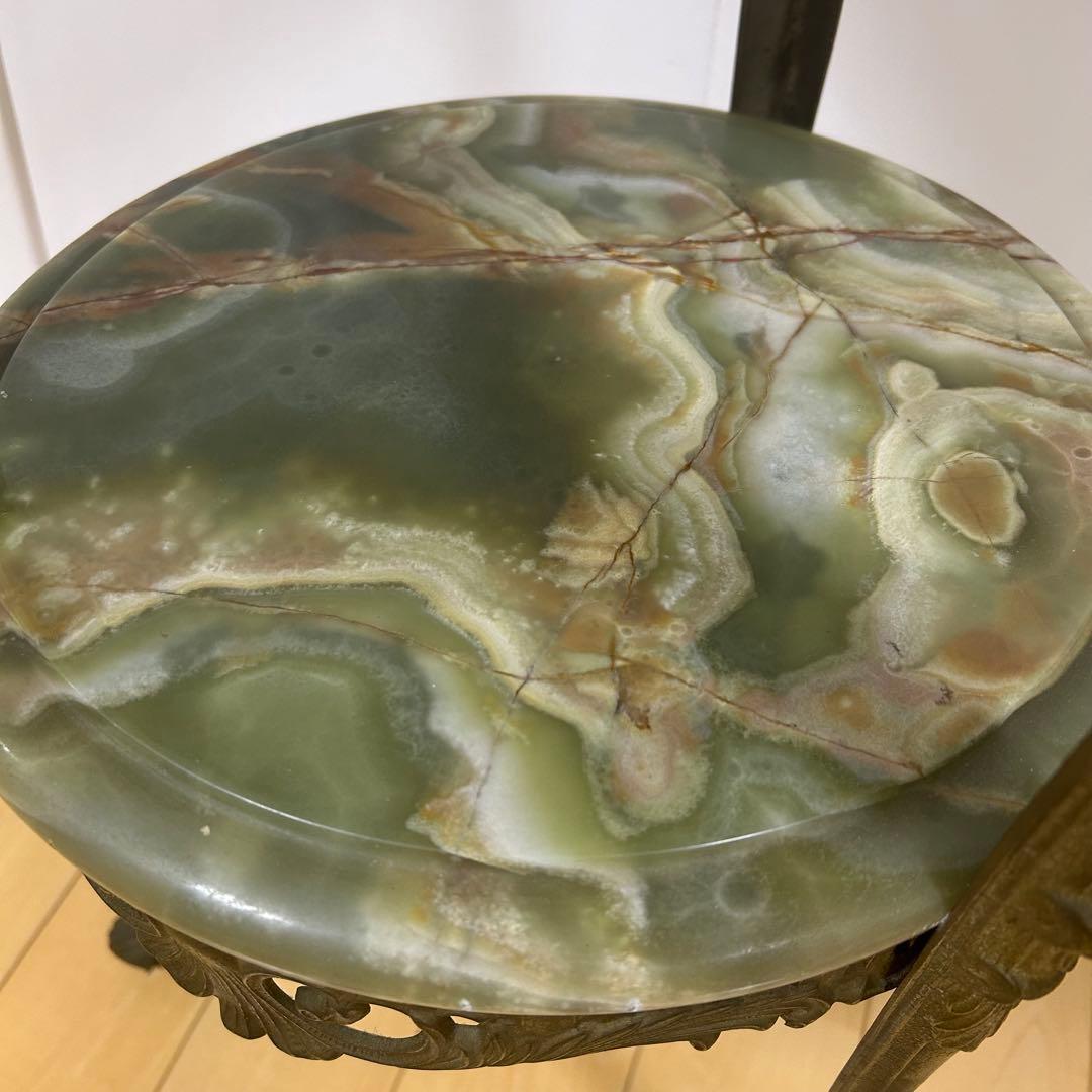 大理石 真鍮 オニキス 2段 サイドテーブル 黄銅 華台 西洋家具　アンティーク