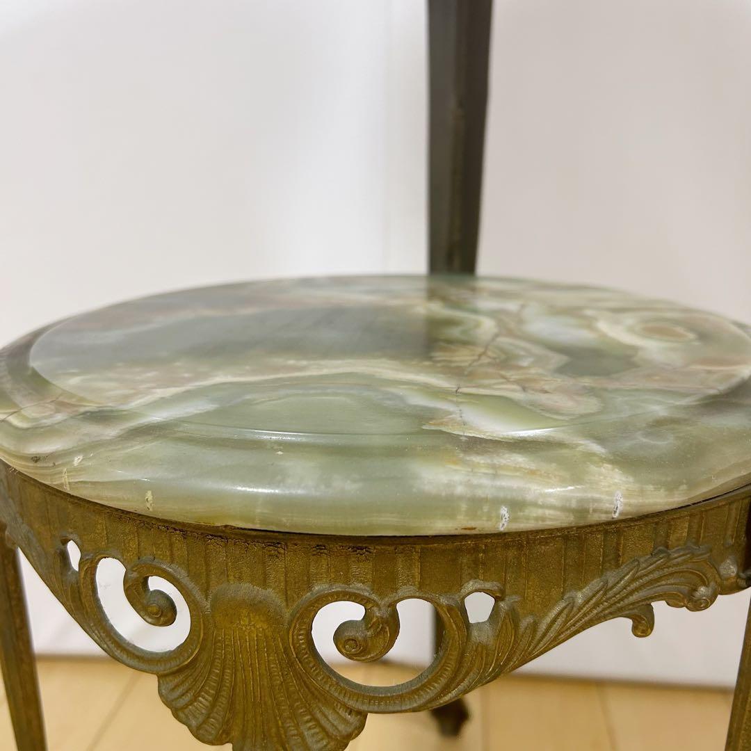 大理石 真鍮 オニキス 2段 サイドテーブル 黄銅 華台 西洋家具　アンティーク