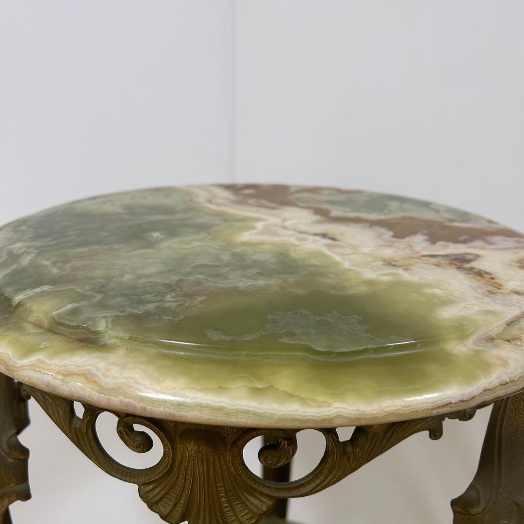 大理石 真鍮 オニキス 2段 サイドテーブル 黄銅 華台 西洋家具　アンティーク