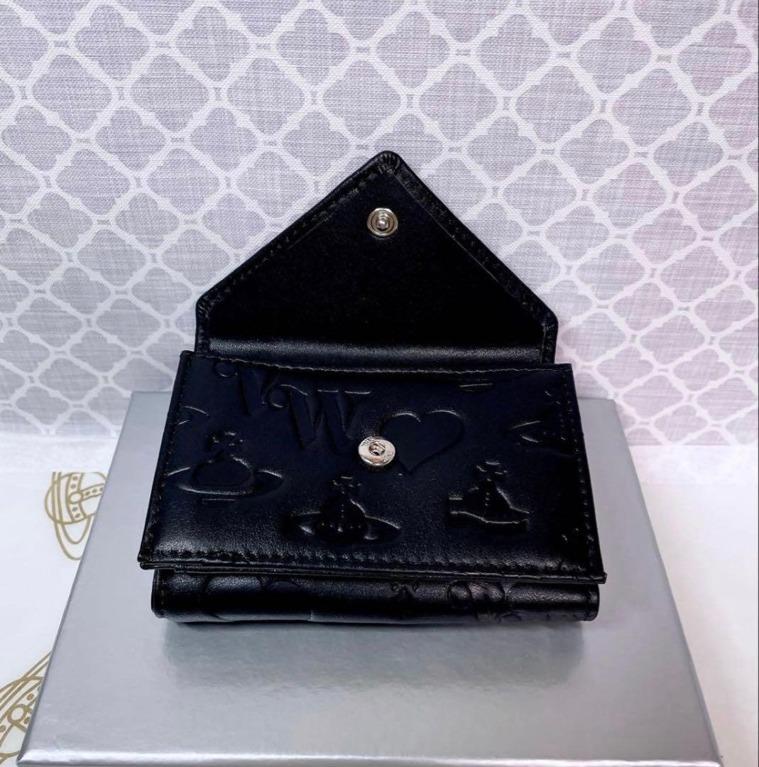 【内柄も素敵☆最新】Vivienne Westwood 三折財布 マット黒