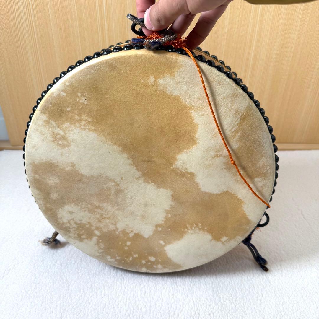 宮本卯之助　和太鼓 和楽器 平太鼓 太鼓台 直径約30cm 高さ約10cm 台座