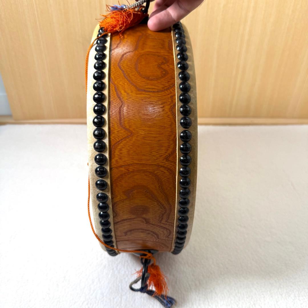 宮本卯之助　和太鼓 和楽器 平太鼓 太鼓台 直径約30cm 高さ約10cm 台座