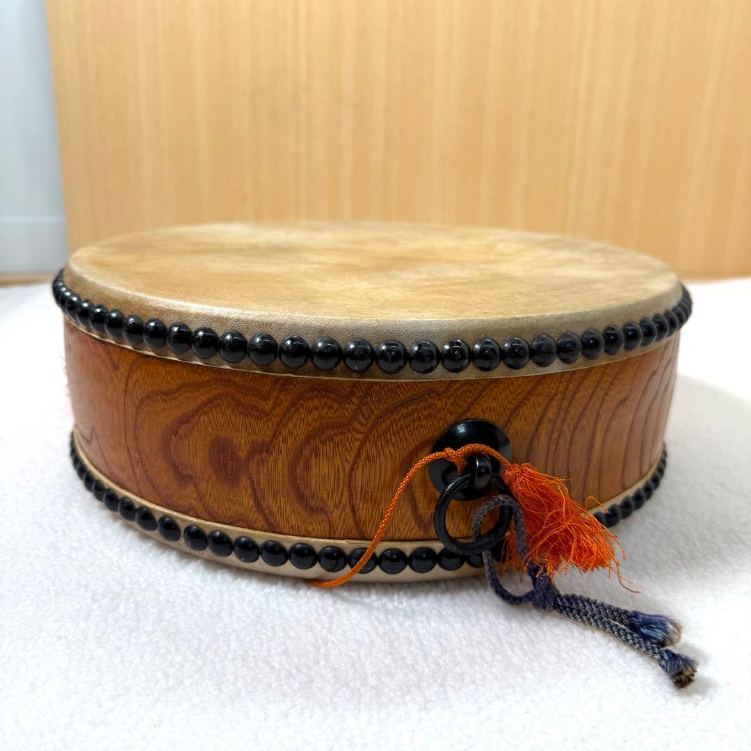 宮本卯之助　和太鼓 和楽器 平太鼓 太鼓台 直径約30cm 高さ約10cm 台座