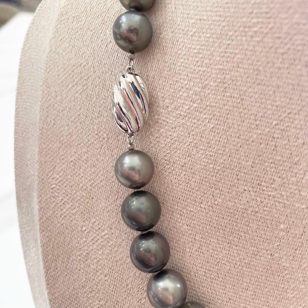 アコヤ真珠★パールネックレス★シルバー刻印あり★大粒★ブラック