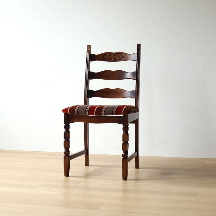 カリモク コロニアル ダイニングチェア レトロ ストライプ モケット