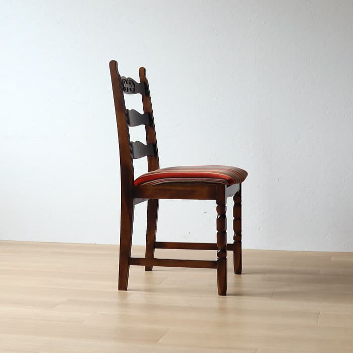 カリモク コロニアル ダイニングチェア レトロ ストライプ モケット