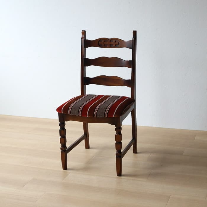 カリモク コロニアル ダイニングチェア レトロ ストライプ モケット